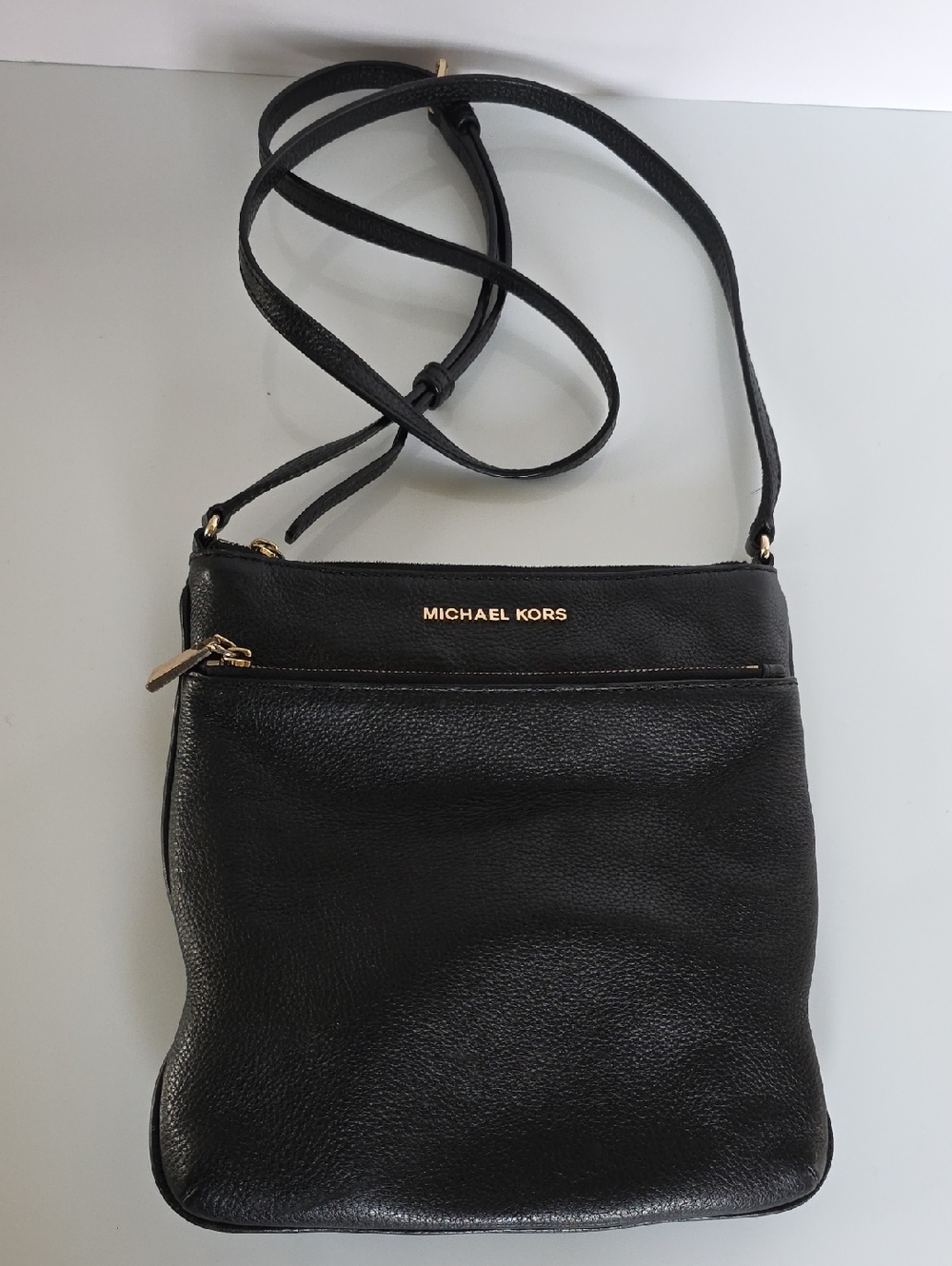 Michael Kors Black Pebbled Leather Crossbody/Shoulder bag with Gold Hardware